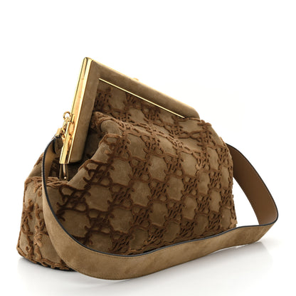 Fendi Camoscio Karligraphy Embroidered Medium Fendi First Camel 3 of 10