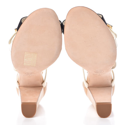 Chanel Lambskin Gladiator Sandals 37 Beige White Black 5 of 12