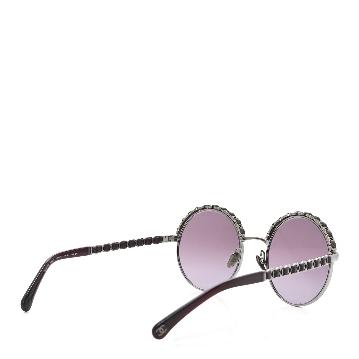 Chanel Metal Calfskin Round Chain Sunglasses 4265-Q Brown 4 of 7