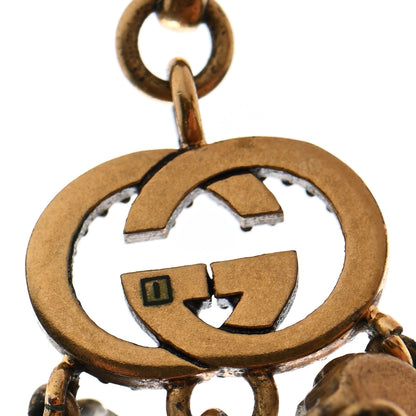 Gucci Crystal Double G Drop Earrings Gold Black 5 of 5