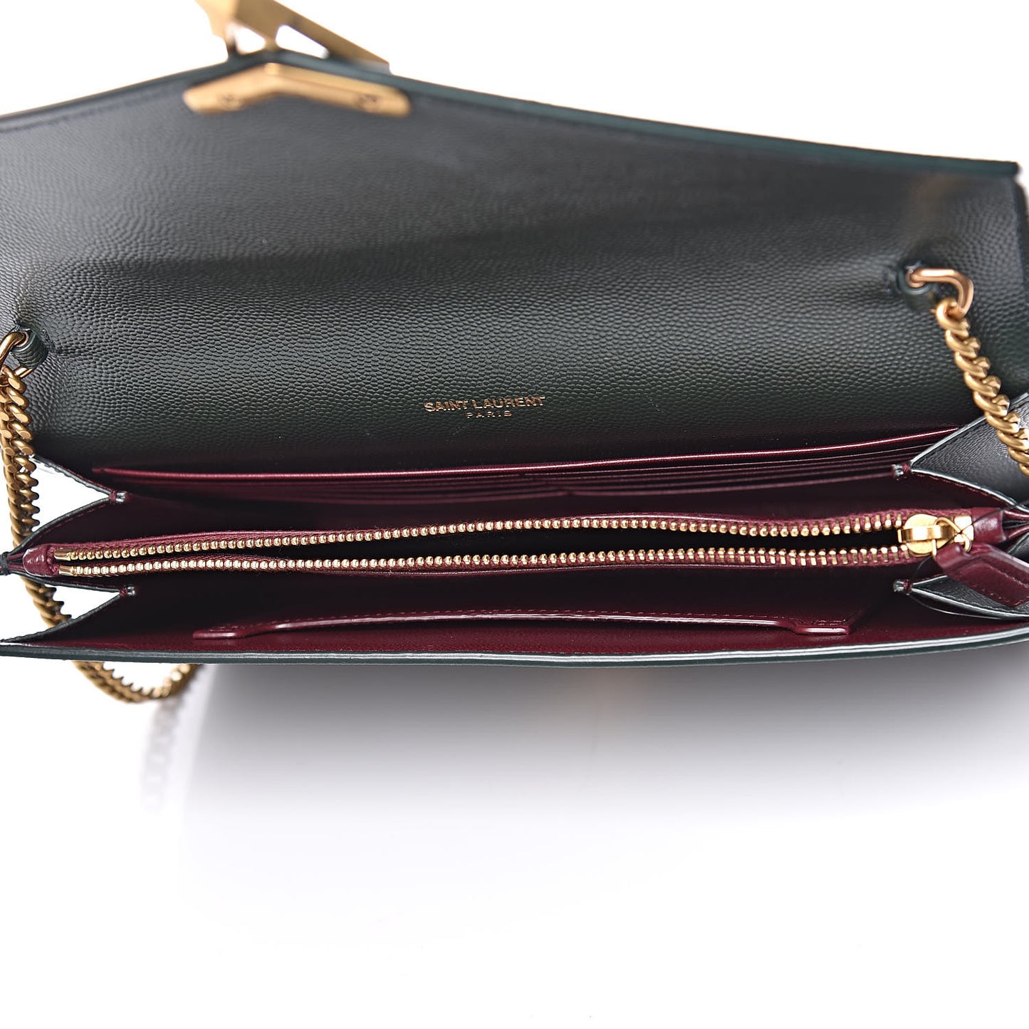 Grain De Poudre Monogram Cassandra Chain Wallet Vert Fonce