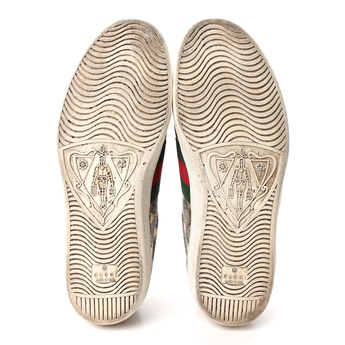 GG Supreme Monogram Bees Ayers Web Mens Ace Sneakers 9.5 Beige Oro Green Red