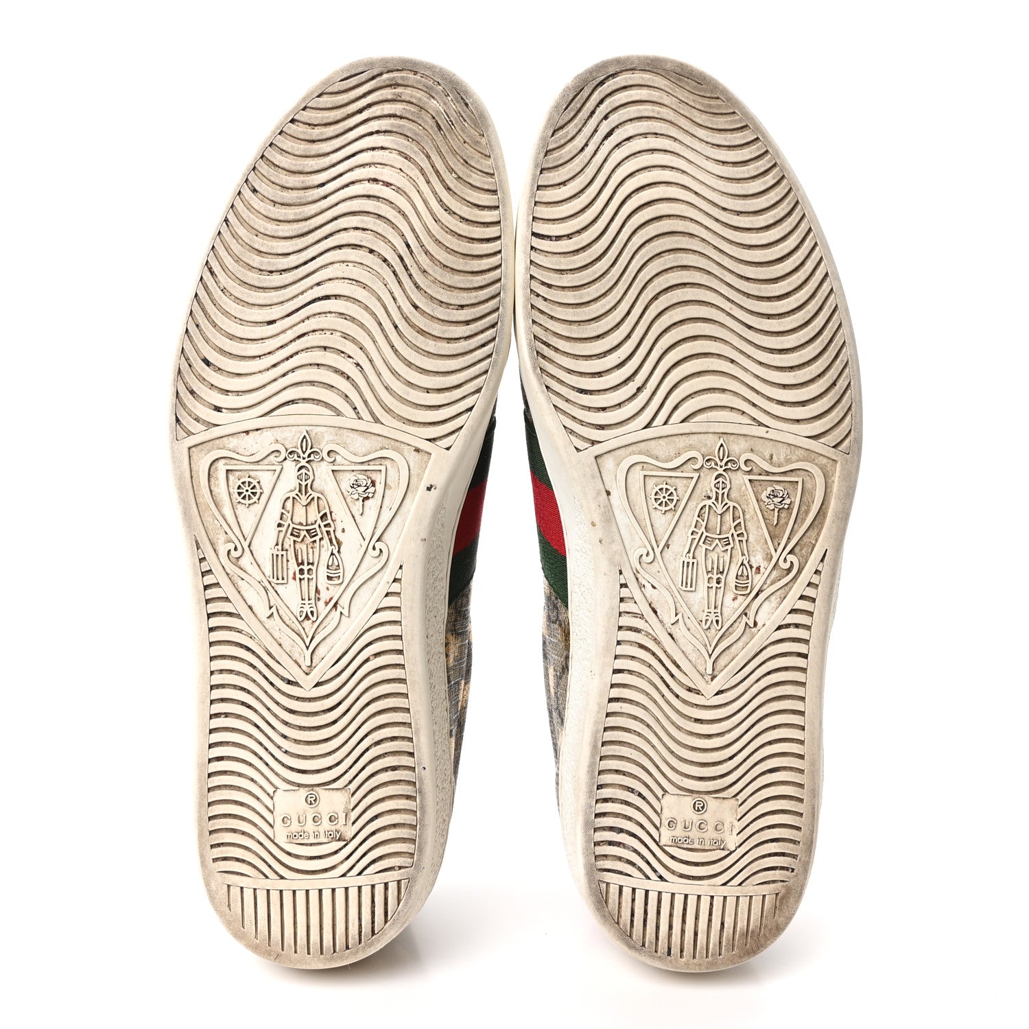 Gucci GG Supreme Monogram Bees Ayers Web Mens Ace Sneakers 9.5 Beige Oro Green Red 6 of 9