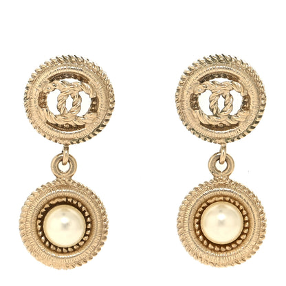Chanel Pearl CC Dangle Earrings Gold 1 of 5