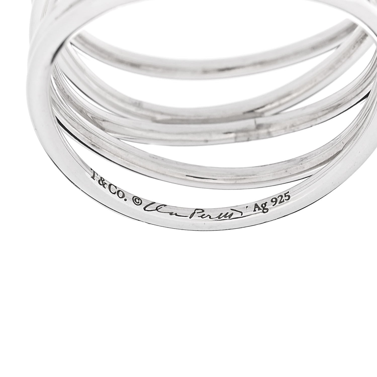 Tiffany Sterling Silver Aquamarine Elsa Peretti 5 Row Wave Ring 50 5.5 4 of 5