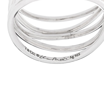 Tiffany Sterling Silver Aquamarine Elsa Peretti 5 Row Wave Ring 50 5.5 4 of 5