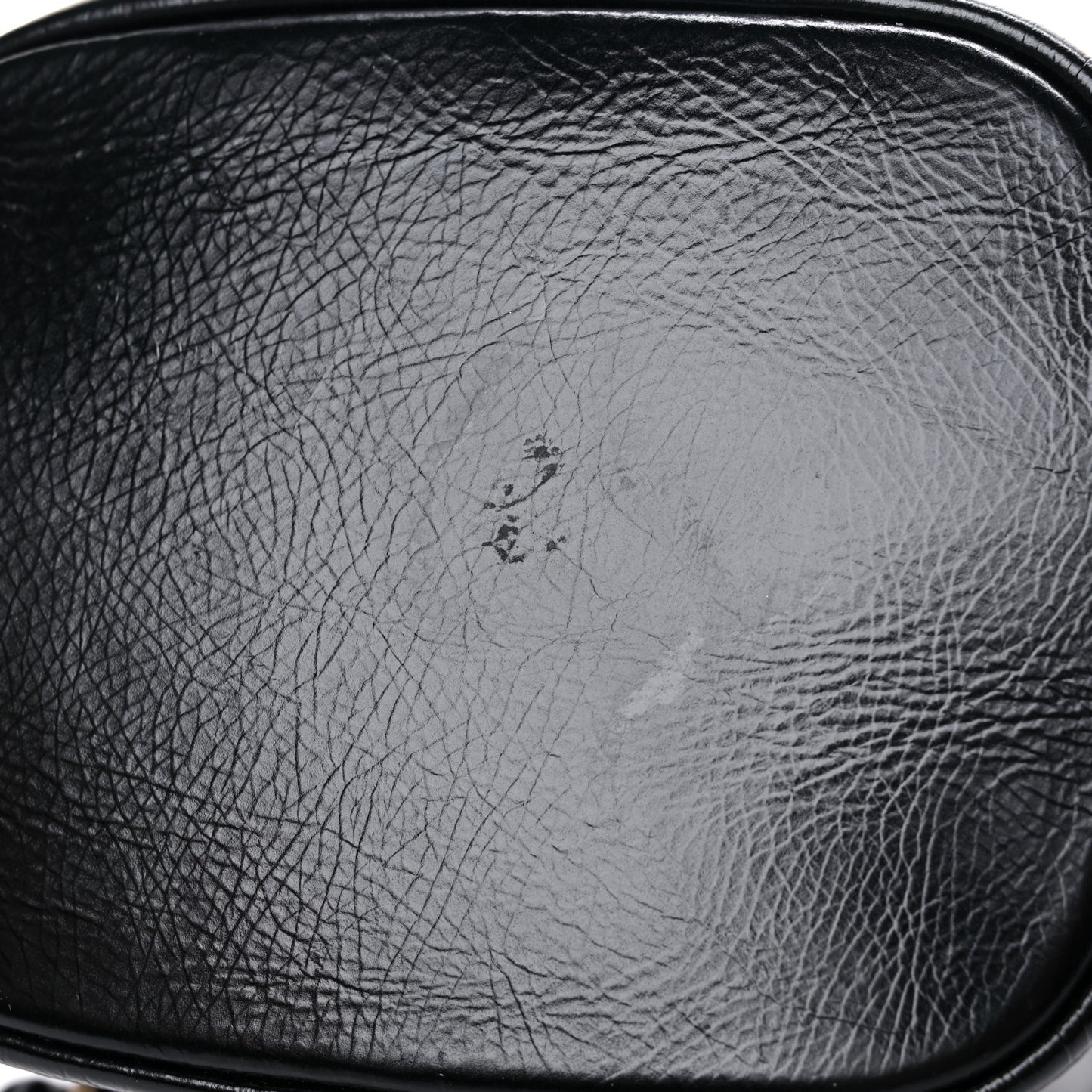 Shiny Aged Calfskin CC Chain Mini Drawstring Bag Black