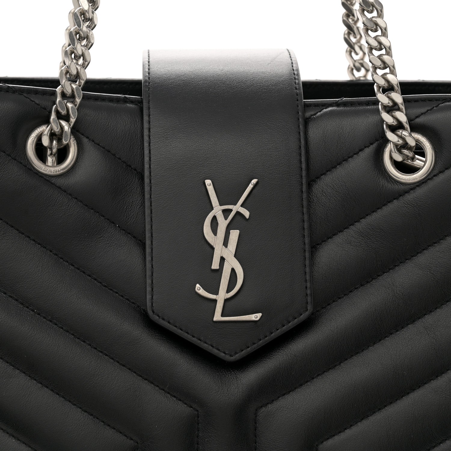 Saint Laurent Calfskin Y Quilted Monogram Large Loulou Shopper Black 8 of 11