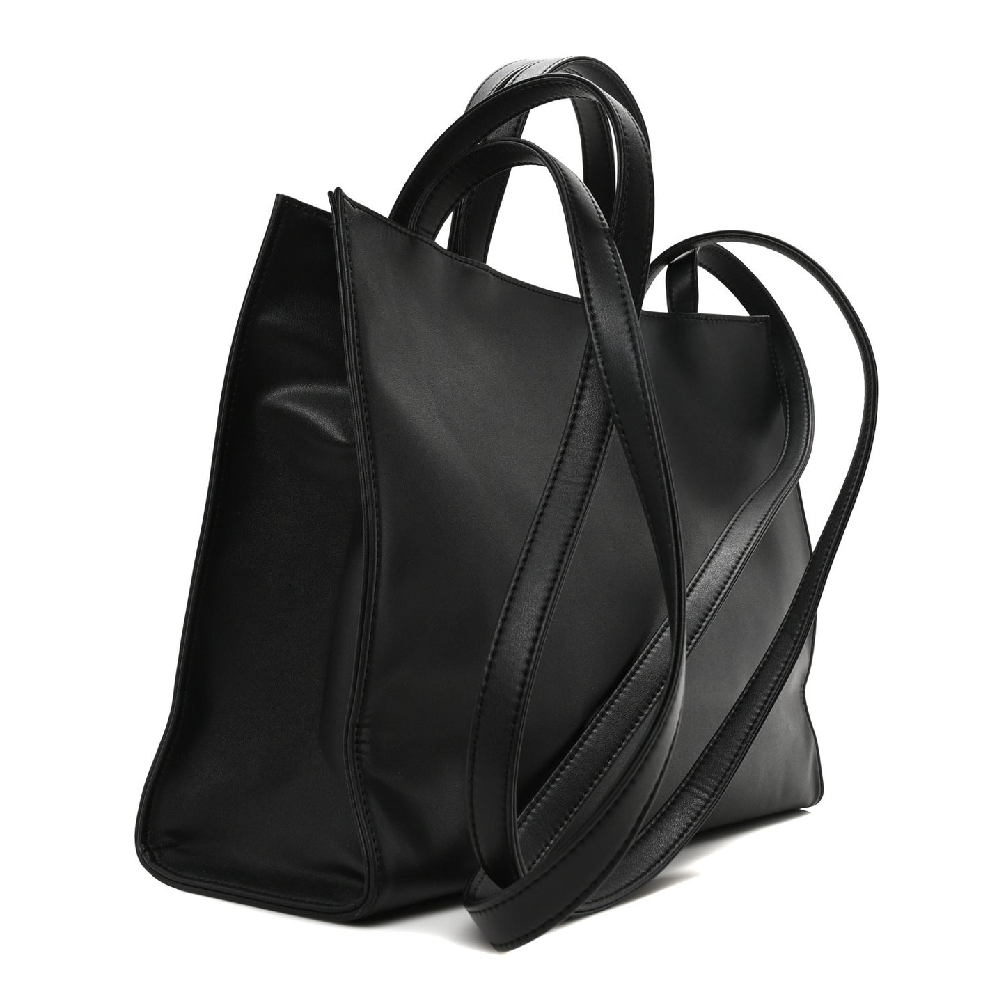 Vegan Leather Medium Shopping Bag Black