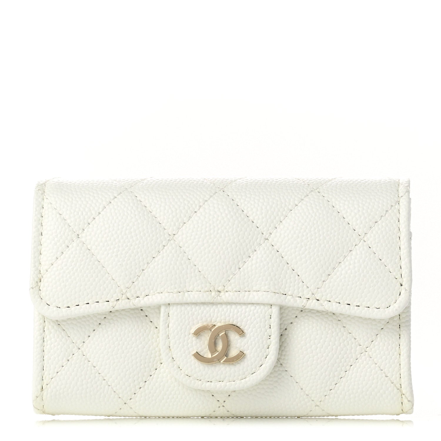 Chanel Caviar Quilted Flap Card Holder Wallet White 1 of 8