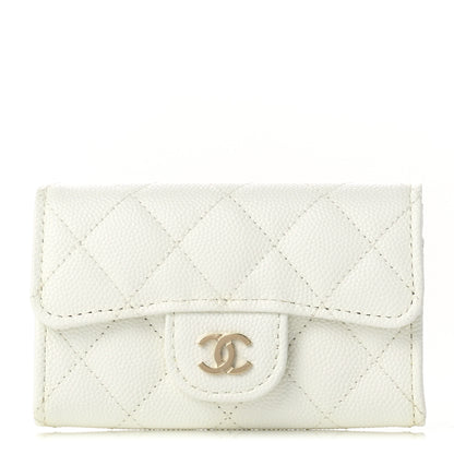 Chanel Caviar Quilted Flap Card Holder Wallet White 1 of 8