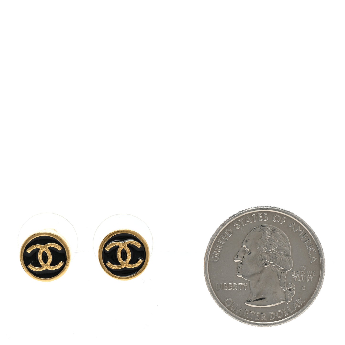 Resin CC Round Earrings Gold Black