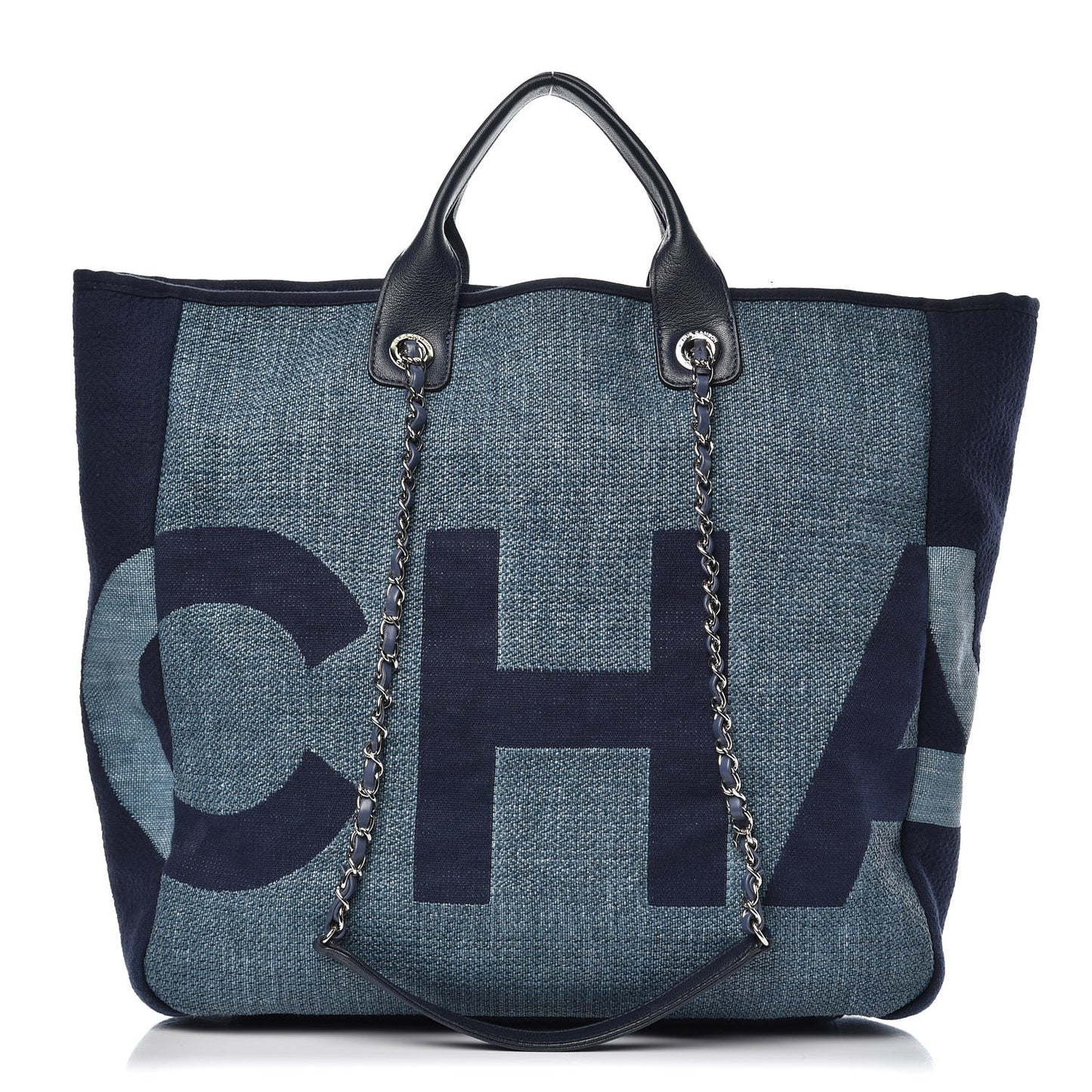 Canvas Large Shopping Tote Dark Blue