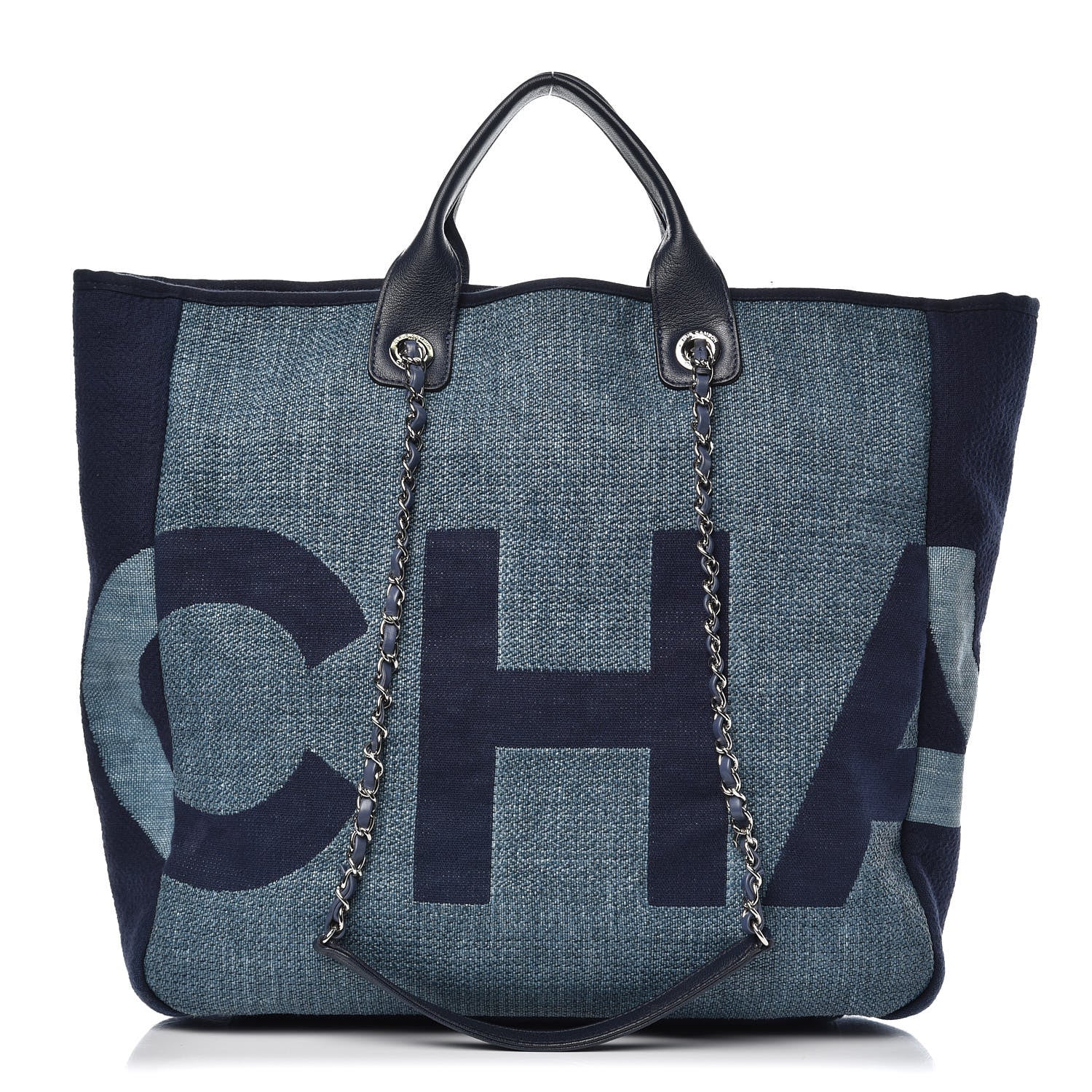 Chanel Canvas Large Shopping Tote Dark Blue 1 of 11