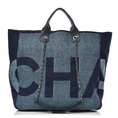 Chanel Canvas Large Shopping Tote Dark Blue 1 of 11