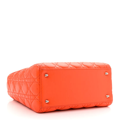 Christian Dior Lambskin Cannage Medium Lady Dior Orange 4 of 18