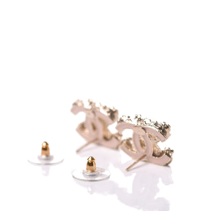 Chanel Crystal Pearl CC Earrings Gold 3 of 5
