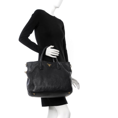 Prada Vitello Daino Tote Black 2 of 14