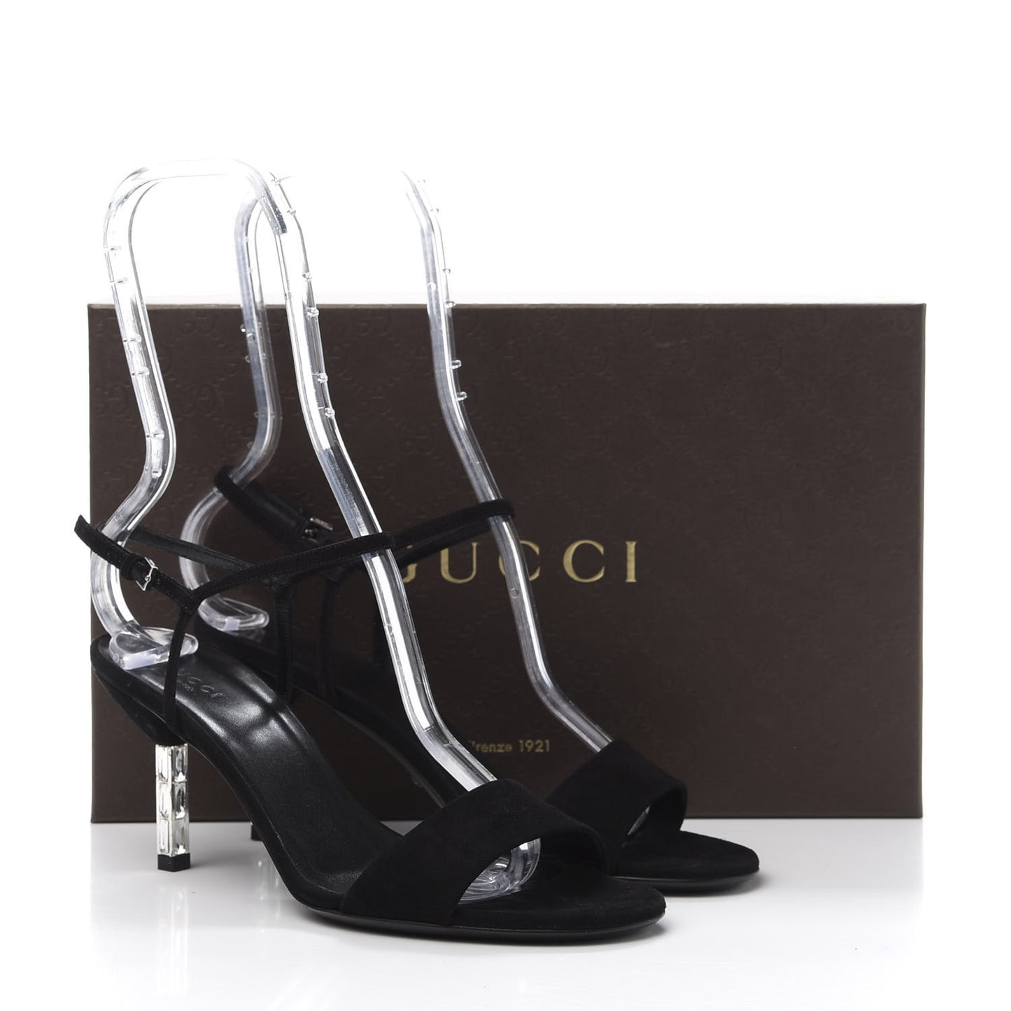 Suede Adlena Crystal Heel Sandal 37 Black