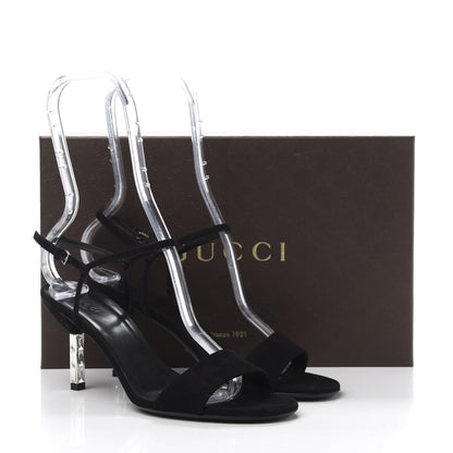 Gucci Suede Adlena Crystal Heel Sandal 37 Black 9 of 9