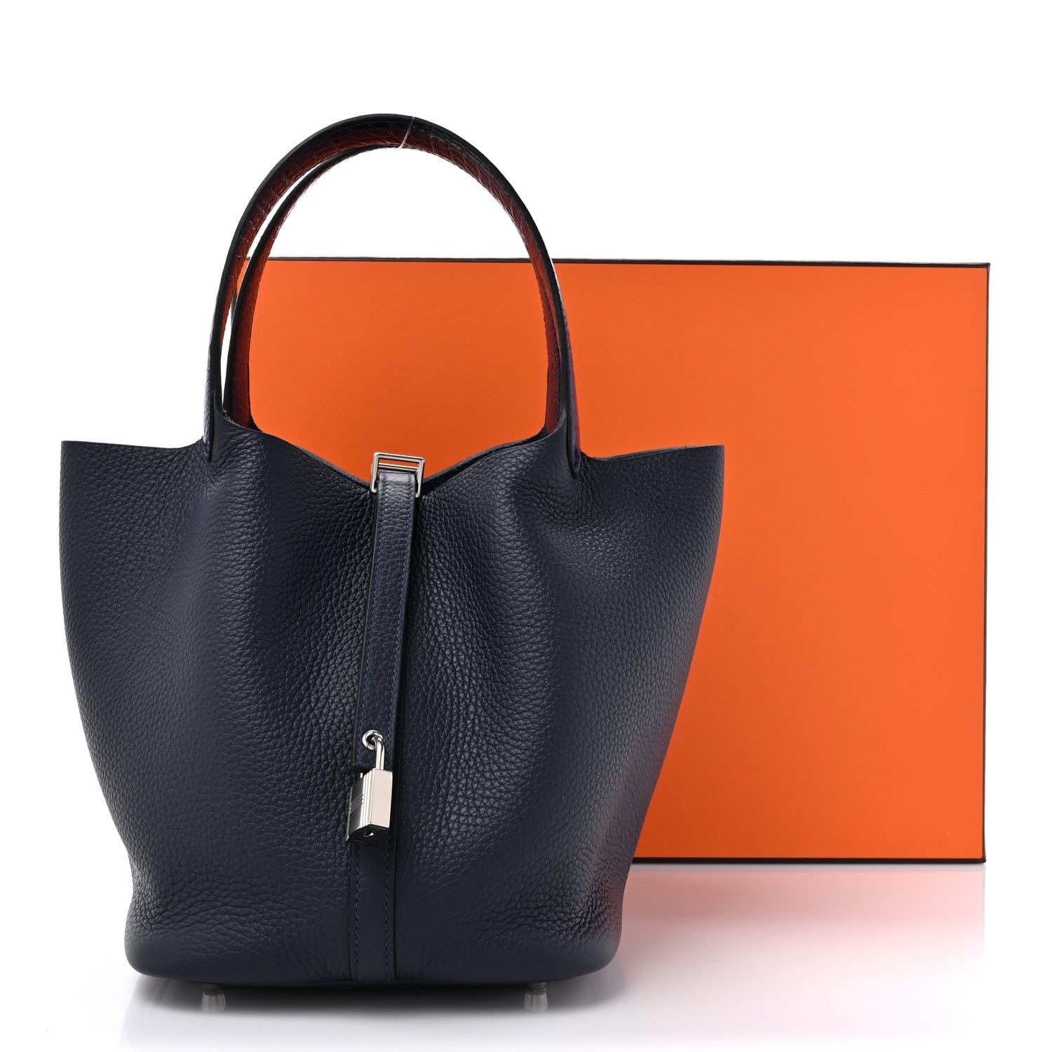 Hermes Taurillon Clemence Matte Alligator Picotin Lock Touch 22 Bleu Nuit 11 of 11