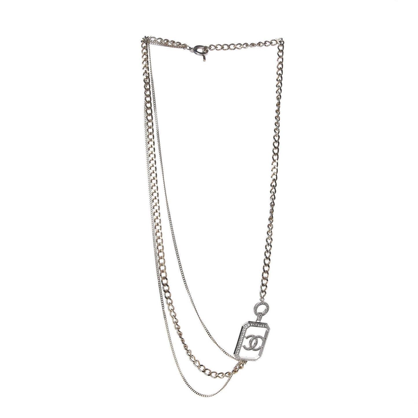Crystal Chain CC Multi Strand Necklace Gold