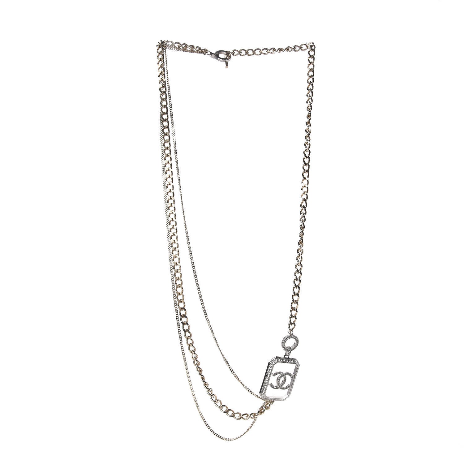 Chanel Crystal Chain CC Multi Strand Necklace Gold 3 of 7