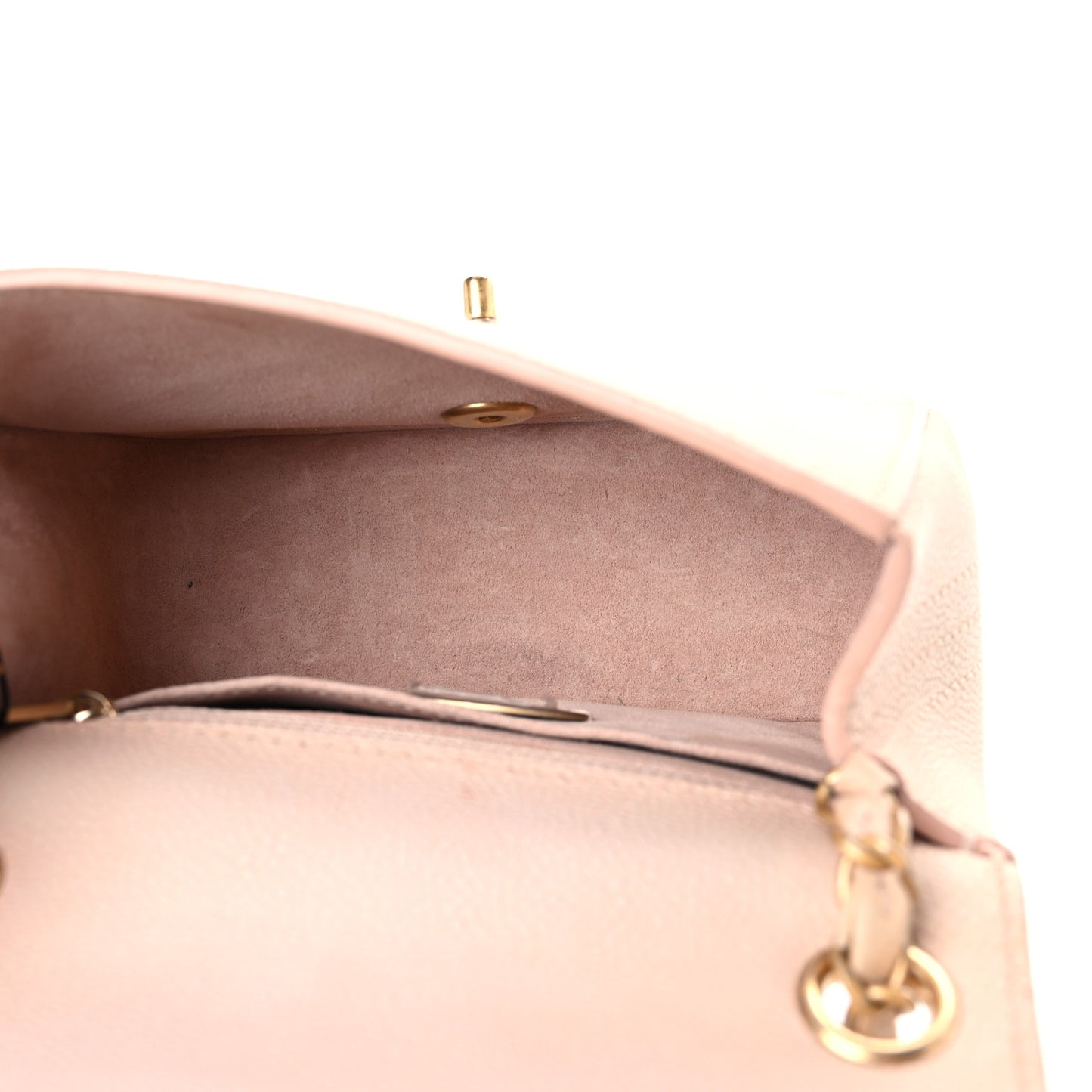 Grained Calfskin Mini Square Classic Pure Flap Nude