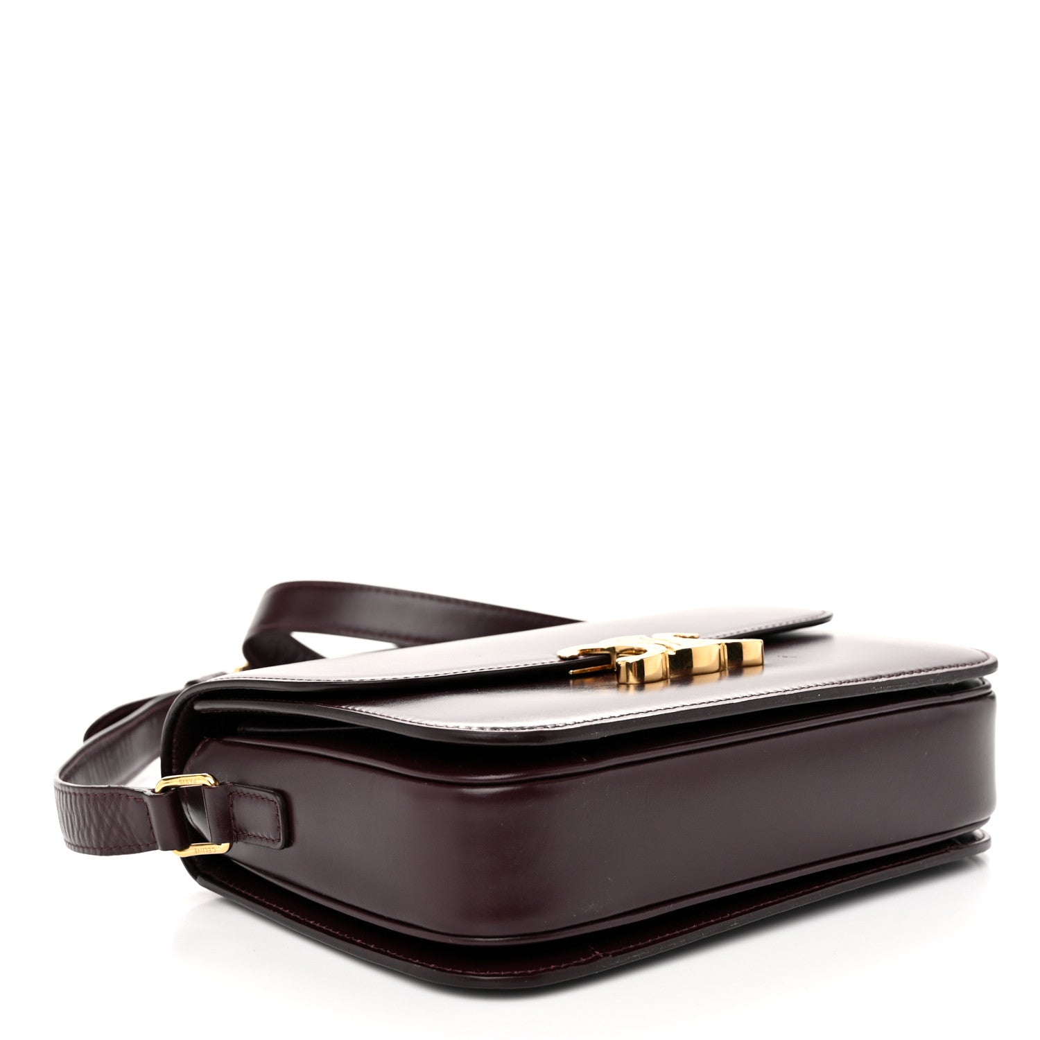 Celine Shiny Calfskin Medium Triomphe Burgundy 4 of 12