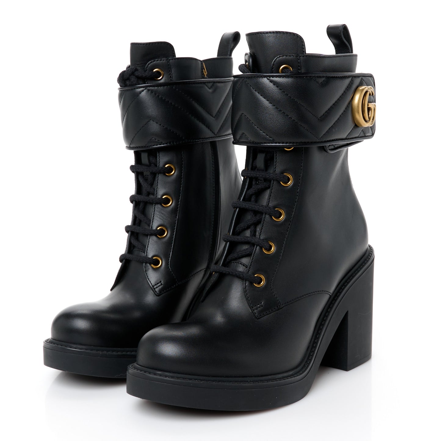 Flores Calfskin Nappa Charlotte Matelasse Ankle Boots 37.5 Black