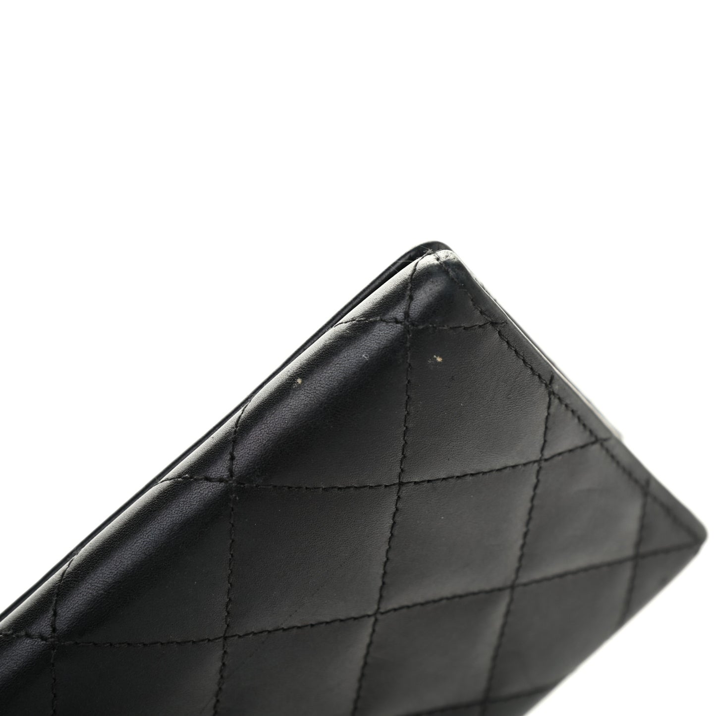 Calfskin Quilted Cambon Tri-Fold Wallet Black