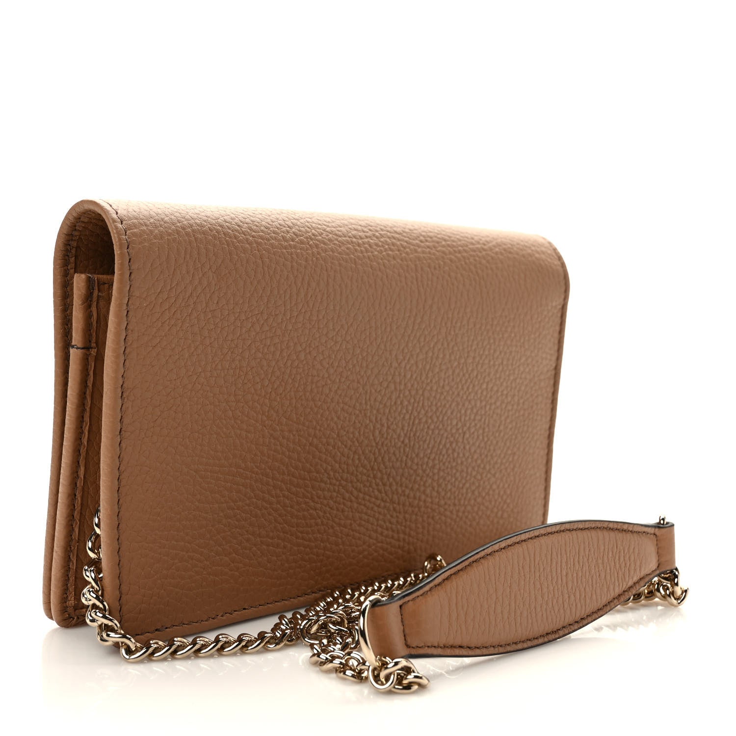 Gucci Pebbled Calfskin Soho Wallet on Chain Camelia 2 of 8