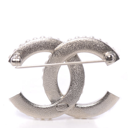 Chanel Pearl Crystal CC Brooch Silver 3 of 4