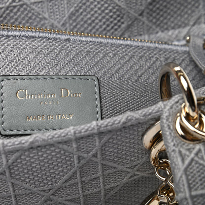 Christian Dior Canvas Embroidered Cannage Medium Lady D-Lite Gray 6 of 9