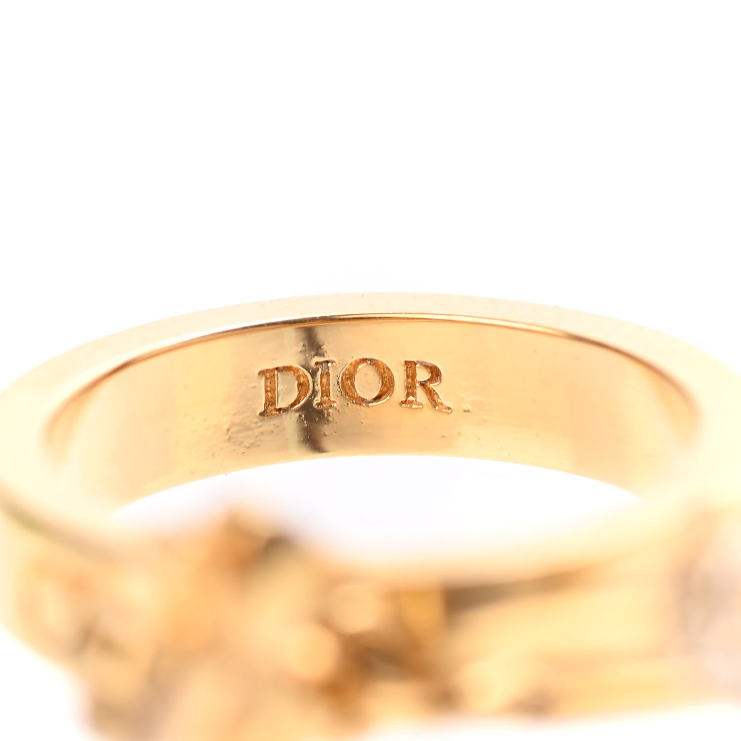 Christian Dior Metal Crystal Heart Charm Ring S Gold 4 of 4