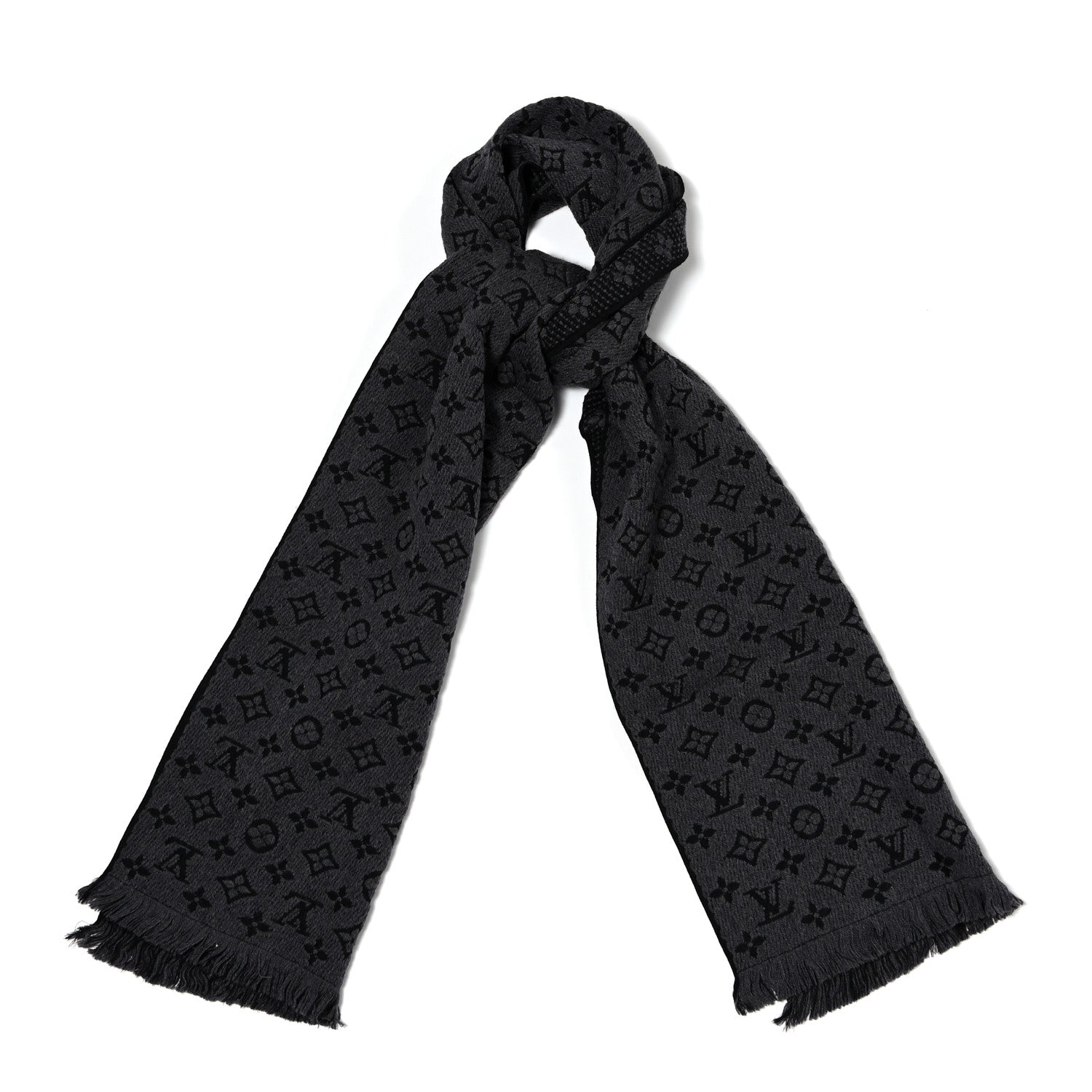 Louis Vuitton Wool Monogram Classic Scarf Charcoal Grey 1 of 4