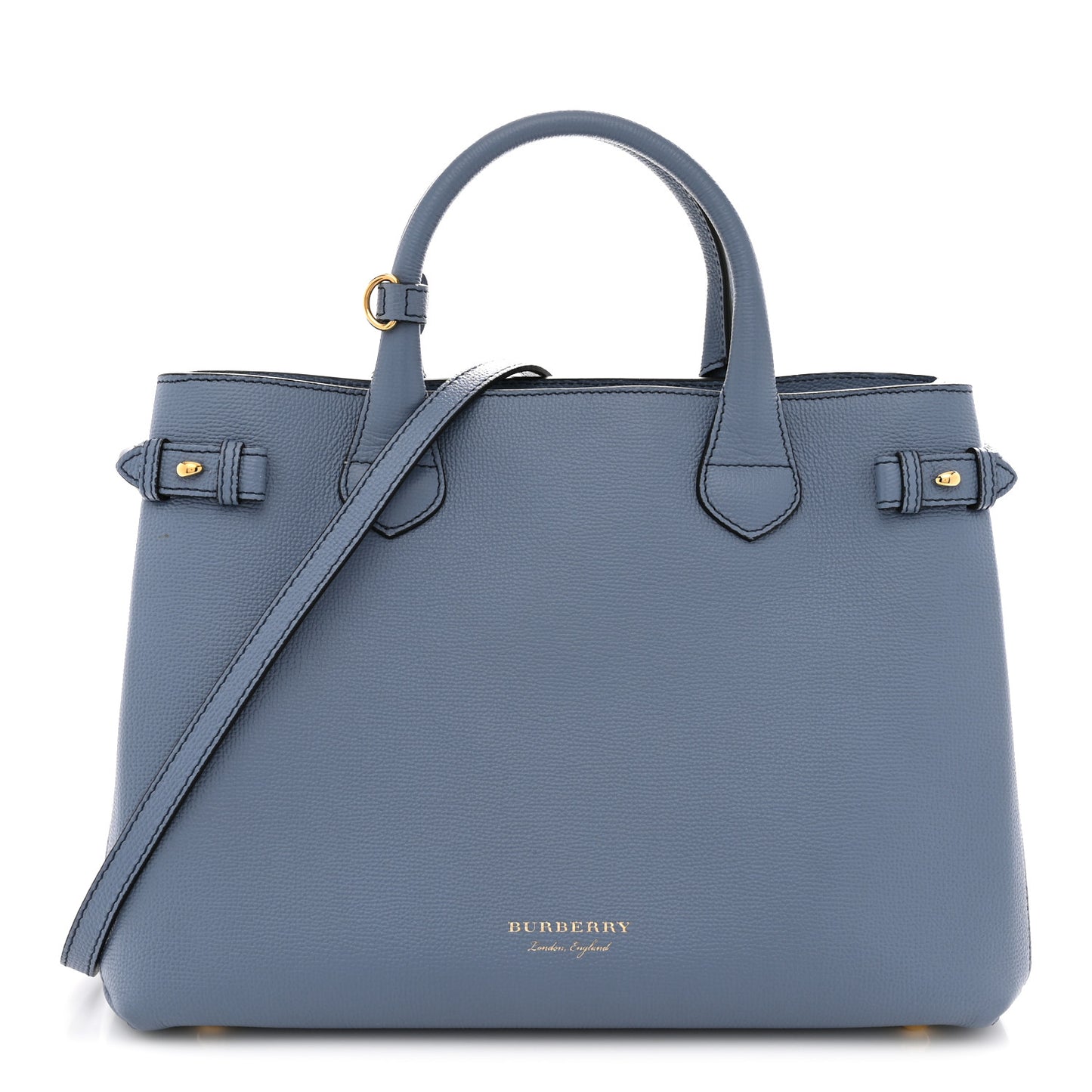 Derby Calfskin House Check Medium Banner Tote Slate Blue