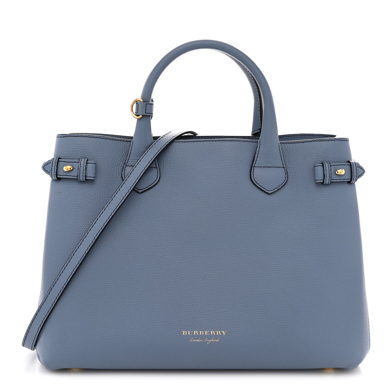 Burberry Derby Calfskin House Check Medium Banner Tote Slate Blue 1 of 10