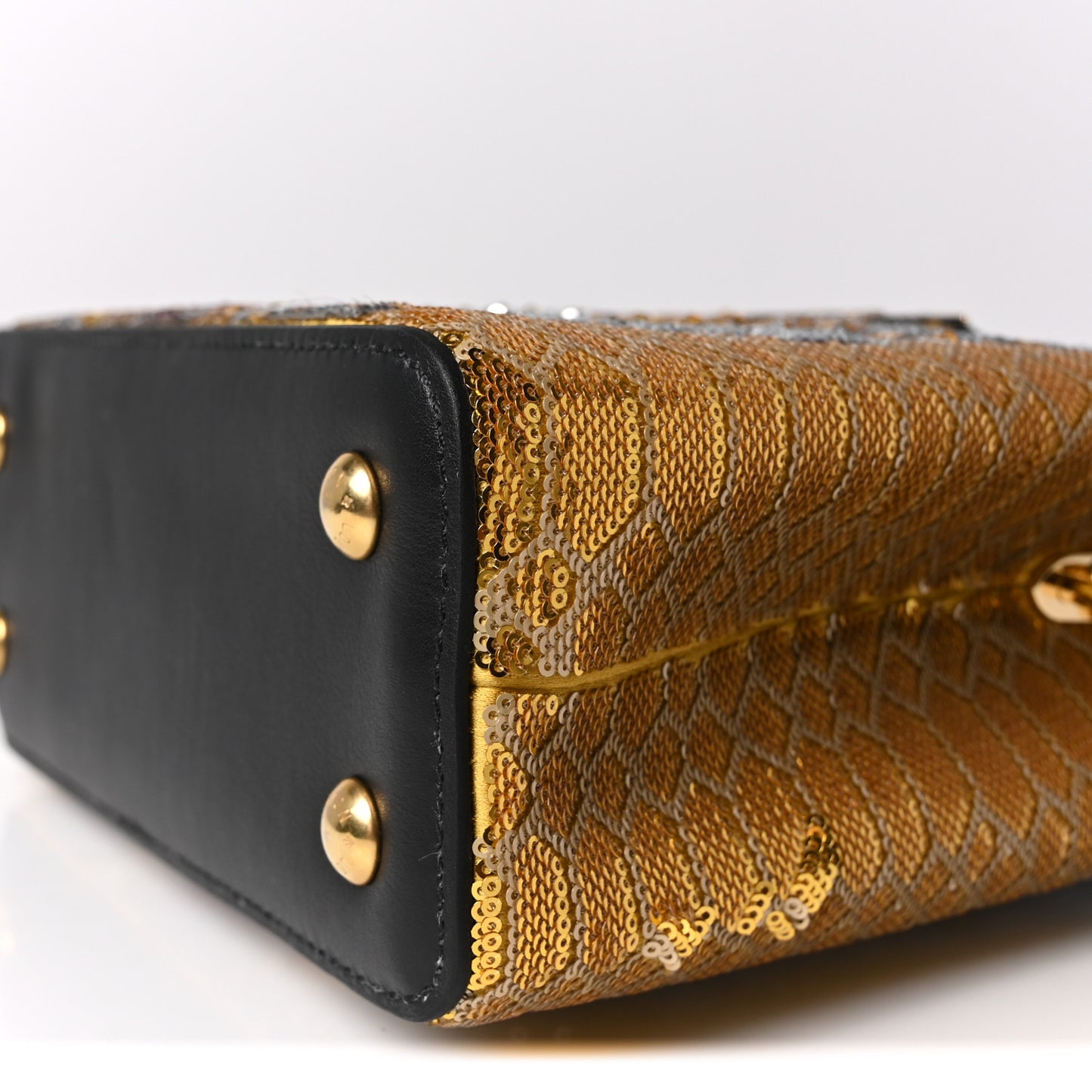 Calfskin Sequin Mini Capucines Gold Black