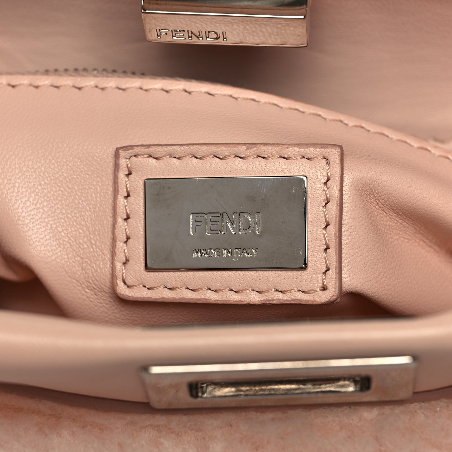 Shearling Shiny Nappa Mini Peekaboo Iconic Satchel Light Rose