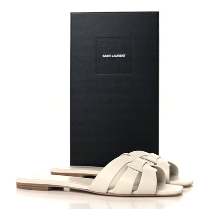 Saint Laurent Calfskin Tribute 05 Slide Sandals 40.5 Porcellana 10 of 10