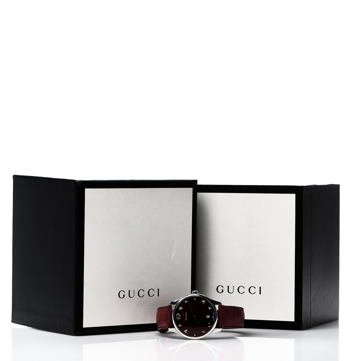 Gucci Stainless Steel Lizard Red Mother of Pearl 36mm G-Timeless Charm Quartz Watch 6 of 6
