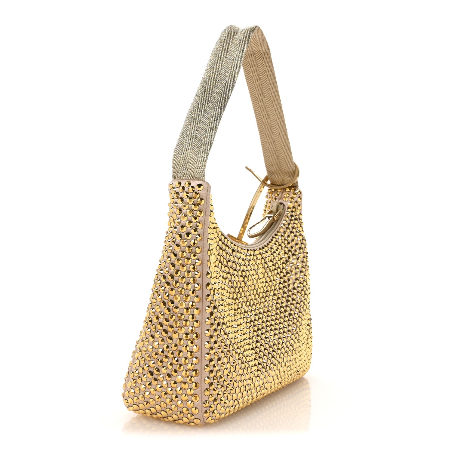 Prada Satin Crystal Mini Re-Edition 2000 Bag Platino 3 of 11