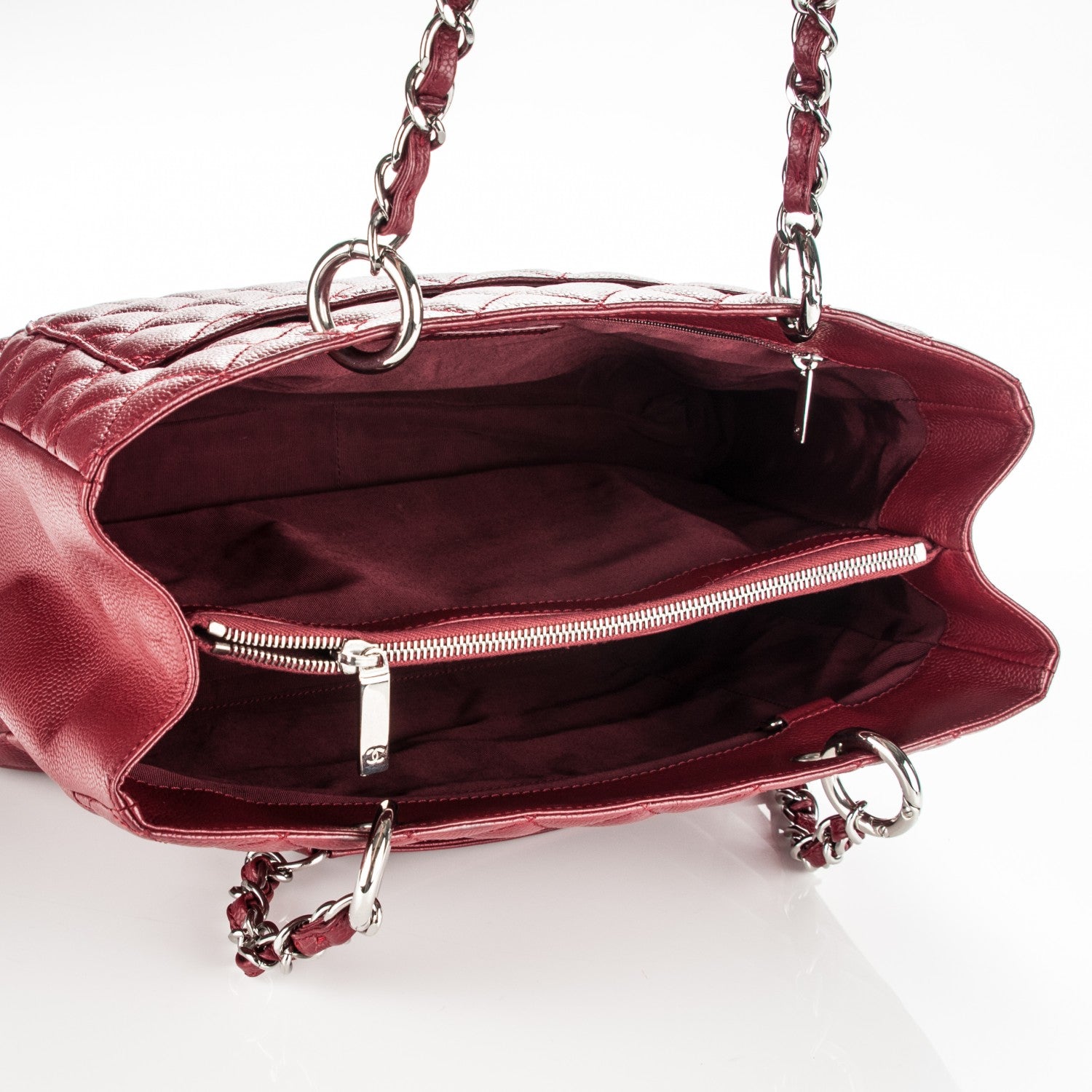 Chanel Caviar Quilted Grand Shopping Tote GST Red 5 of 7