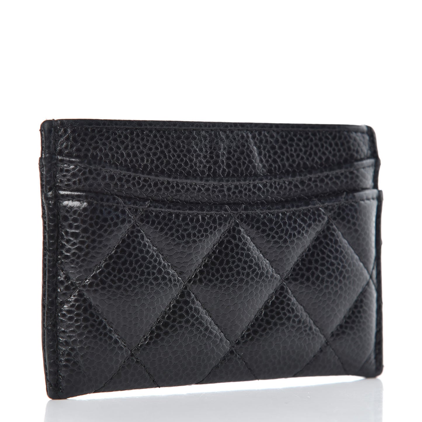 Caviar Quilted Card Holder Black