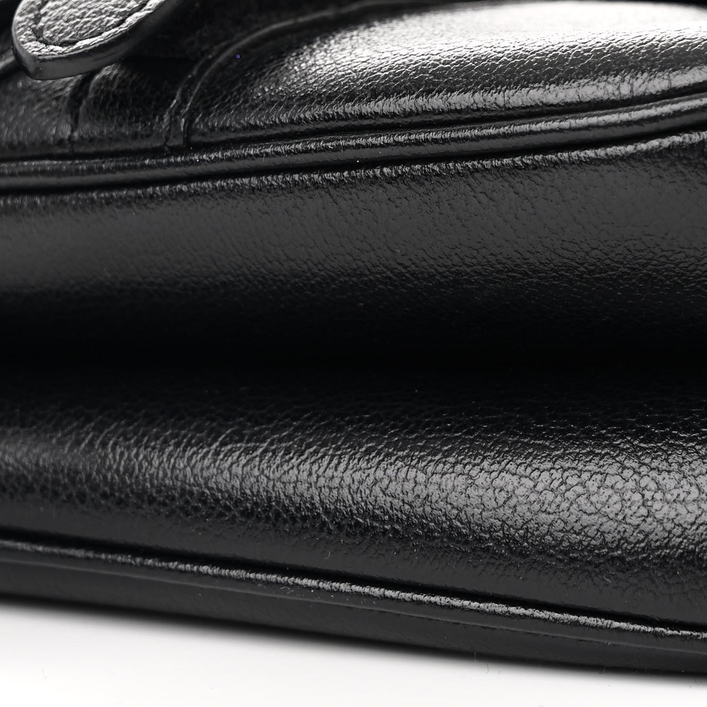 Shiny Goatskin Saddle Bag Black