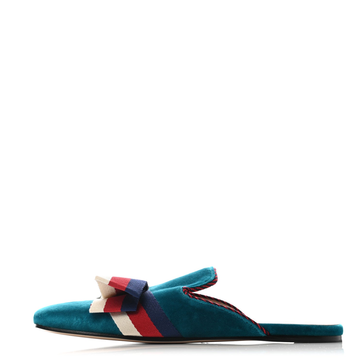 Gucci Softy Velvet Sylvie Bow Slippers 39 Pavone 1 of 5