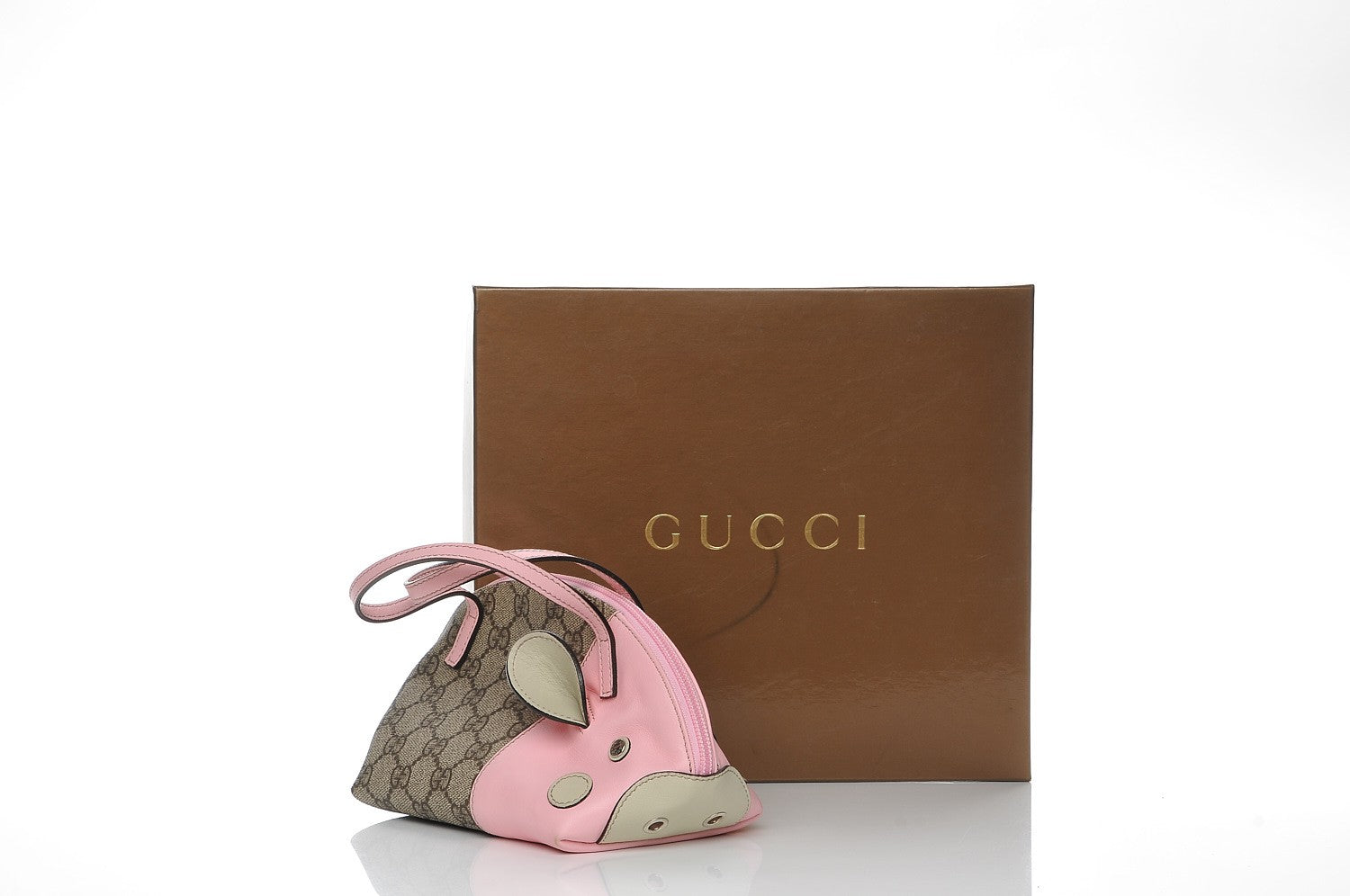 Gucci GG Supreme Monogram Children's Zoo Pig Pink 204575