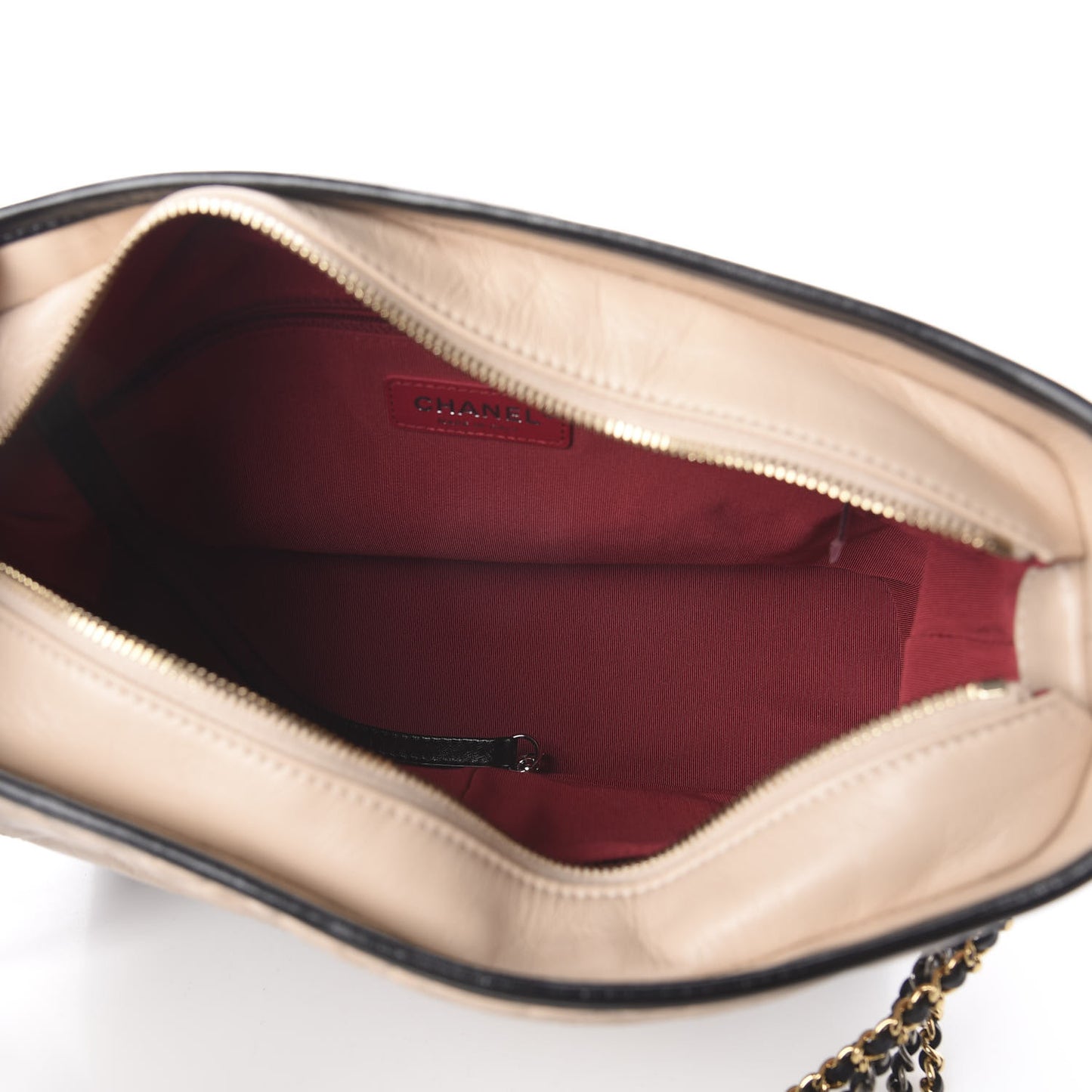 Aged Calfskin Quilted Medium Gabrielle Hobo Beige Black