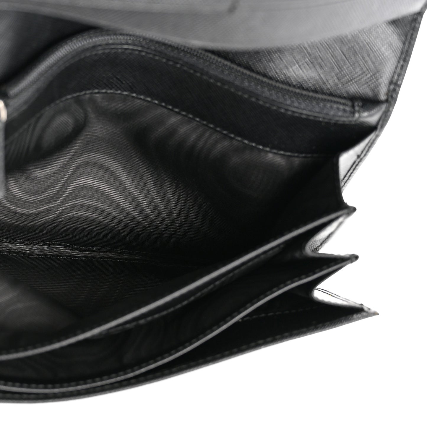 Saffiano Triangle Continental Flap Wallet Black